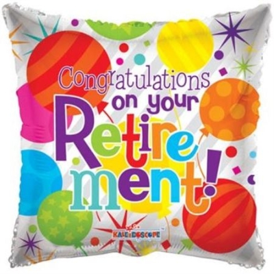 18 inch helium balloon for retirement celebrations. 