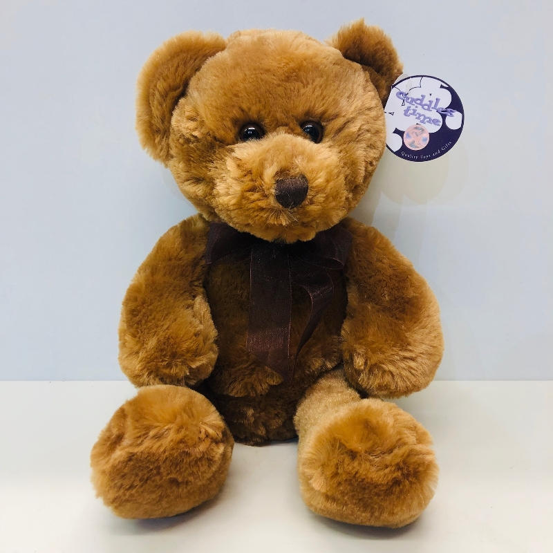 Classic soft brown teddy bear, Comes with luxury satin bow tie. 