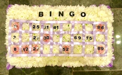 Bingo card funeral tribute