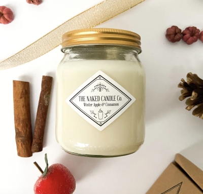 Winter Apple & Cinnamon scented candle - The Naked Candle Co 