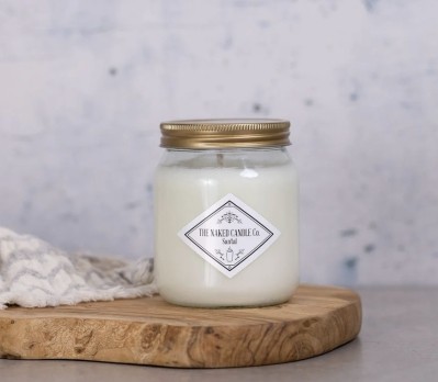 Santal candle from 'The Naked Candle Co' Based locally in Manchester. 