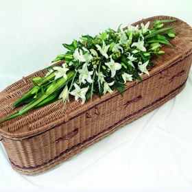 Oriental white lily casket spray