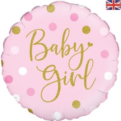 18inch Circle Baby Girl Helium balloon with a delicate design. 