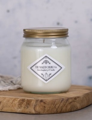 Black raspberry and vanilla candle from 'The Naked Candle Co' Based in Manchester. 