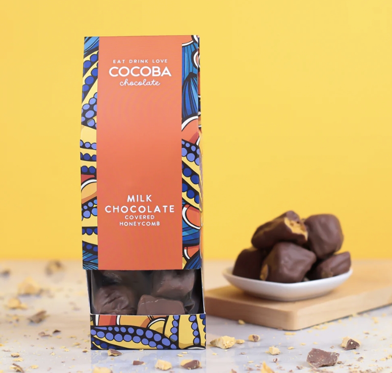 Award-winning chunks of moreish honeycomb coated in a thick layer of Belgian milk chocolate. Presented in a vibrant floral patterned treat bag. 