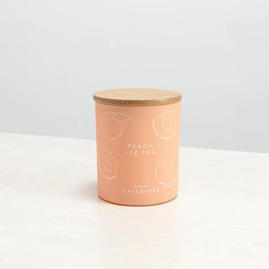 Our Peach Ice Tea Candle is crafted from 100% soy wax.