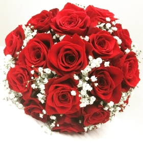 Luxury Red roses and Gypsophilia bouquet