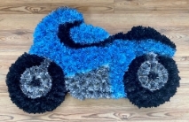 Motorbike shape funeral tribute in different colour options
