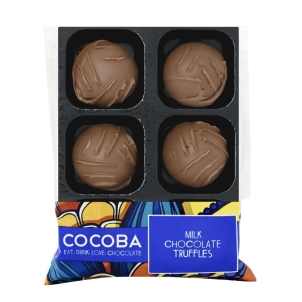 Tray of 6 x Milk chocolate truffles from Cocoba Chocolate. 