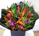 Luxury hand tied of tropical and exotic flowers.
