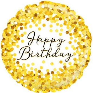 Happy Birthday Gold 18inch foil helium balloon. 