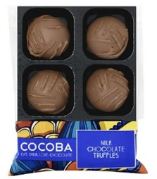 Tray of 6 x Milk chocolate truffles from Cocoba Chocolate. 
